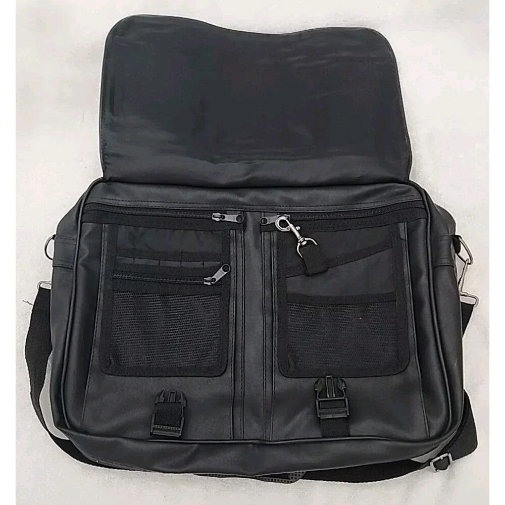 Briefcase Renwick Soft Black Leather Laptop Messenger Bag Case Storage Straps